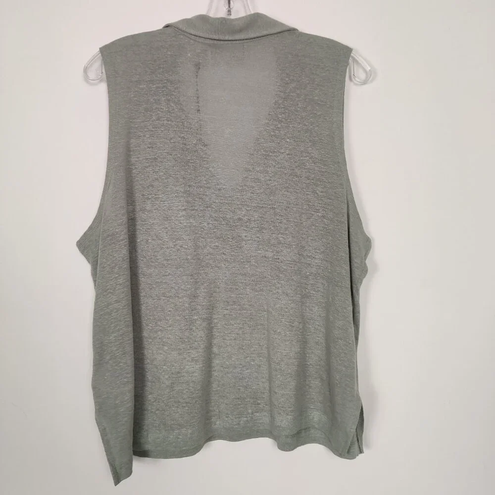 NEW Nicole Miller NY Women's Blouse Size XL Gray Linen Deep V Neck Summer Comfy - Picture 6 of 9